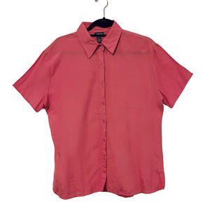 Uniti Casuals Womens Shirt XL Linen Blend Salmon Short Sleeve Button Front
